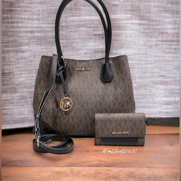 Michael Kors Mercer Gallery Medium Satchel + Wallet Brown/Black BRAND NEW